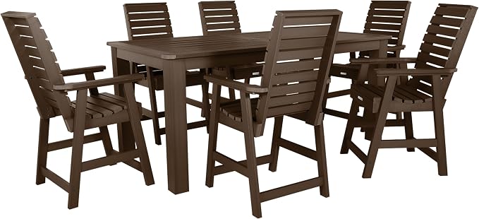 Highwood AD-ST7WL2CO5BA-ACE Weatherly 7pc Rectangular Counter Height Dining Set 84" x 42", Weathered Acorn