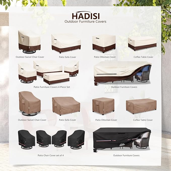 Patio Chair Covers for Outdoor Furniture Waterproof 2 Pack, Heavy Duty Waterproof Outdoor Swivel Chair Cover (35" W x37 D x36 H - Beige)
