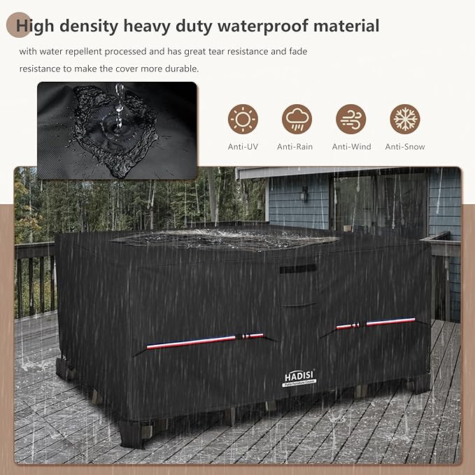 Patio Furniture Covers,Outdoor Furniture Cover Waterproof,600D Rectangular Patio Heavy Duty Table Cover,Outdoor Dining Table and Chair General Purpose Furniture Covers 88"L x 62"W x 28"H-Black