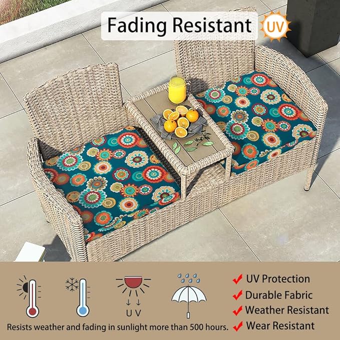 Magpie Fabrics Indoor Outdoor Cushion Cover Replacement 2 Pack, NO Insert! Water Repellent Slipcover with Ties Decor for Patio Garden Chair Sofa Bench Wicker(Floral Green, 24x24x4 Inch)