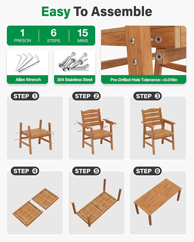 YEFU Patio Dining Sets 12-Piece: All-Weather Outdoor Table and Chairs with Umbrella Hole - Easy Assembly Patio Dining Set for 10 Modern HIPS Furniture with Aluminum Frame for Family with Deck Teak