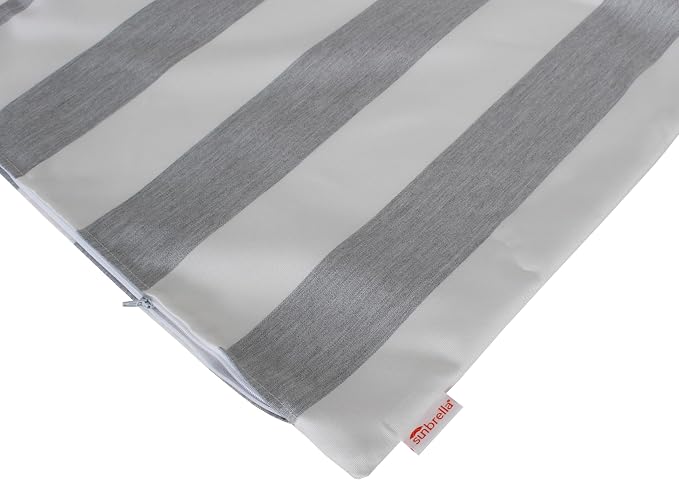 Outdoor/Indoor Sunbrella Throw Pillow Cover Only Square Set of 2 Pieces 18 inch x 18 inch Cabana Stripe - Insert Not Included, Granite/Gray
