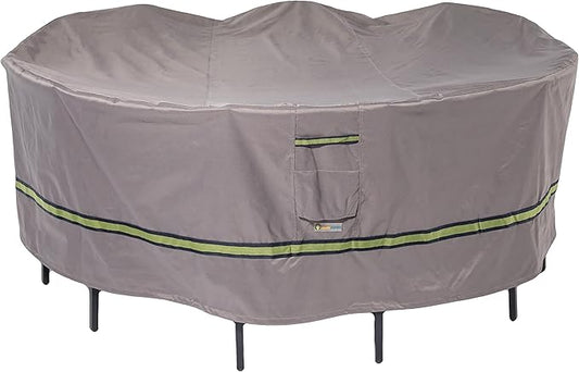 DUCKCOVERS Soteria Waterproof 90 Inch Round Patio Table with Chairs Cover, Outdoor Table and Chair Cover
