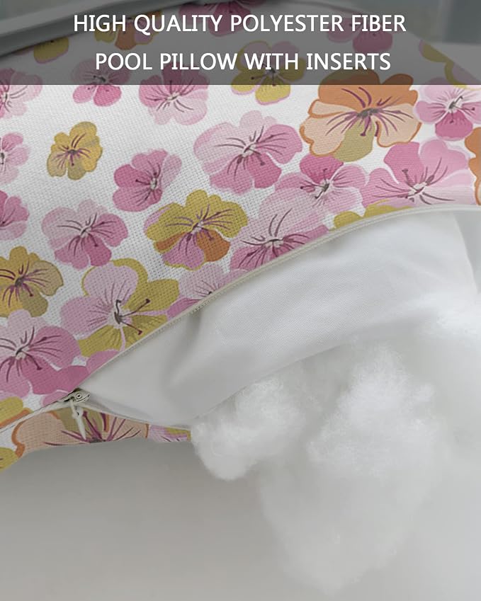 Outdoor Pillows Covers with Inserts Spring Watercolor Flowers Cherry Blossoms Waterproof Recliner Pillow with Adjustable Strap Throw Pillows for Patio Furniture Pool Lounge Chair, 11x16 inch, 2PCS