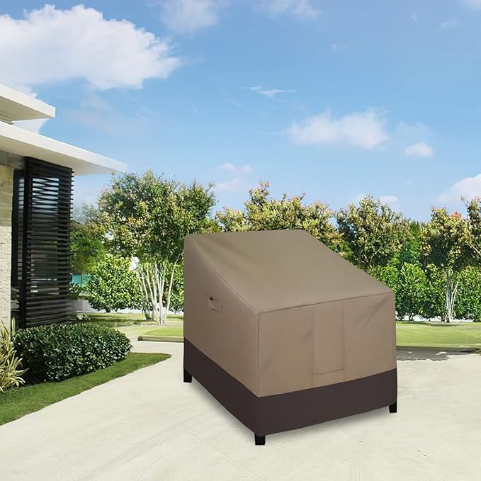 Easy-Going Outdoor Chair Cover Waterproof, Heavy Duty Patio Chair Cover, Windproof Outdoor Furniture Cover with Air Vent (2 Pack-33.5Wx40Dx36H inch, Camel/Dark Brown)