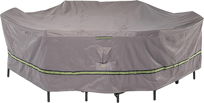 DUCKCOVERS Soteria Waterproof 127 Inch Rectangular/Oval Patio Table with Chairs Cover, Outdoor Table and Chair Cover