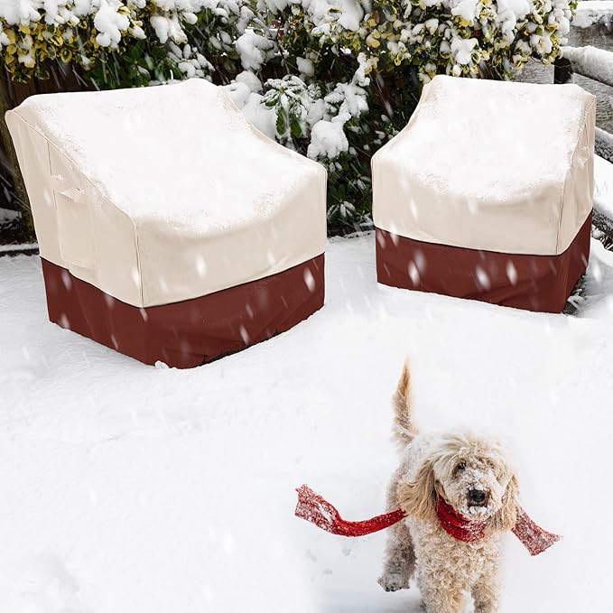 COSFLY Patio Furniture Covers 2 Pack, 600D Waterproof Outdoor Chair Covers for Deep Chairs, All-Weather UV Resistant Protection with Adjustable Straps & Air Vents, Fits up to 31.5"W x 33.6"D x 36"H