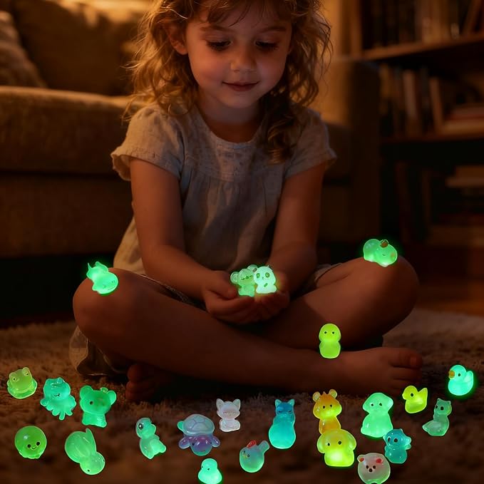 Mini Glow In The Dark Animal Resin Models, Resin Animals Mystery Bags, Individually Wrapped Blind Bags Tiny Animal Figurines, Collectible Mini Animals For Fairy Garden, DIY Crafts (50, animals)