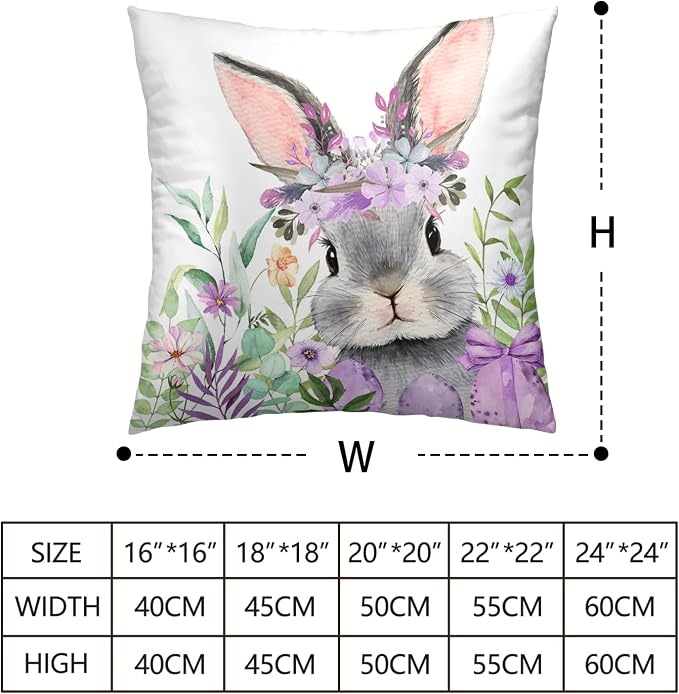 Pack of 2 Easter Pillow Covers 22x22 Floral Eggs Bunny Throw Pillow Covers Cross He is Risen Pillow Cases Purple Cushion Cases Easter Decorations for Home Couch Sofa Farmhouse