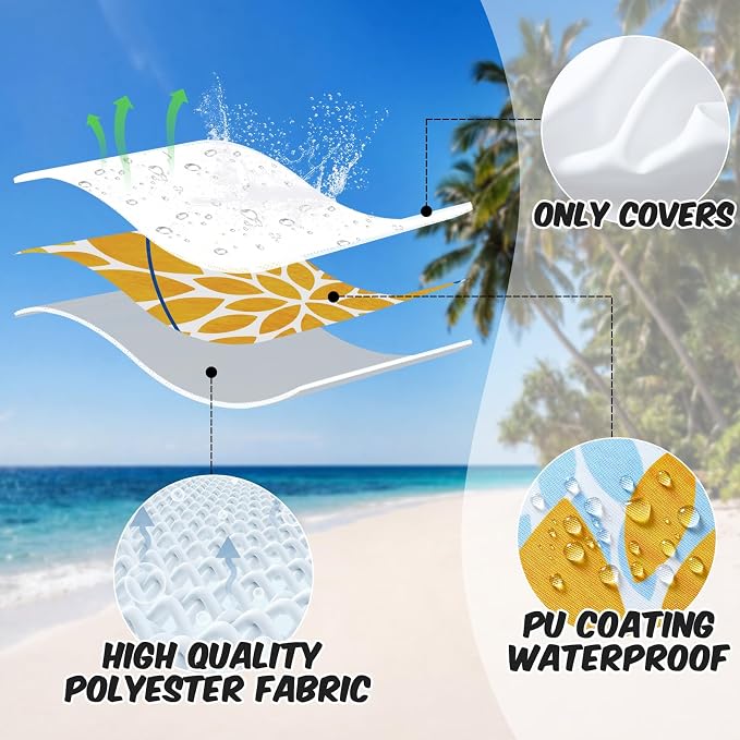 OTOSTAR Outdoor Golden Light Blue Pillow Covers 12x20 Inch Set of 2 Dark Blue Flower Throw Pillows Geometric Dahlia Floral Lumbar Cushion Case Waterproof Decor for Sofa Patio Funiture Garden