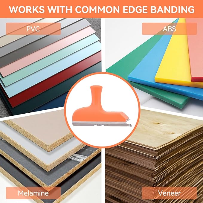 3 in 1 Edge Banding Trimmer with Sharp Stainless Steel Blades, Professional Woodworking Veneer Cutter with Ergonomic Grip for Veneer, PVC, and ABS on Straight, Curved, and Chamfered Edges