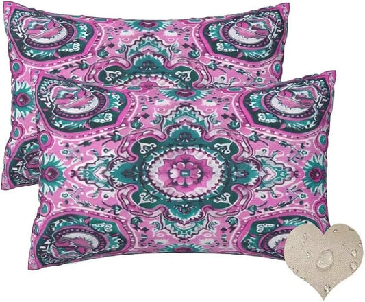 Outdoor Pillows Waterproof Set of 2 Outdoor Pillow Covers 16x24 Inch, Mandala Throw Pillows Ethnic Pillow Covers, Summer Garden Decorative Pillows Outdoor Pillows for Patio Furniture Home Decor -hs75