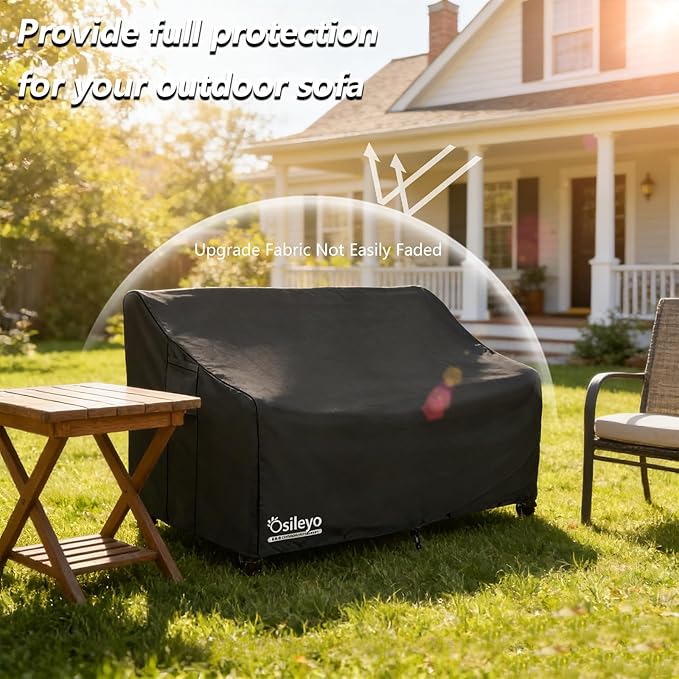 Patio Sofa Covers,100% Waterproof 2-Seater Outdoor Loveseat/Bench Cover,Patio Furniture Covers,78" Wx 38" Dx 35" H Black