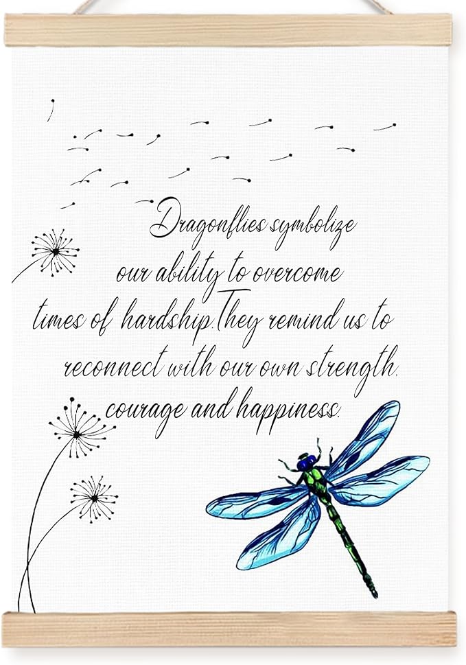 FDHSPAAM Inspirational Dragonfly Wall Art Decor, Inspirational Posters for Home Office, Blue Dragonfly Motivational Wall Decor for Home Bedroom Living Room Office, 12x16 Inch