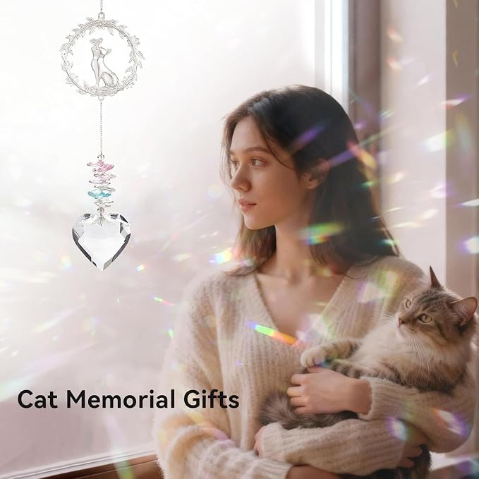 Loss of Cat Sympathy Gifts, Cat Memorial Suncatcher, Cat Remembrance Gift | Thoughtful Pet Passing Away Bereavement Gift