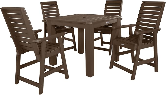 Highwood 5-Piece Weatherly Square Counter Height Dining Set, 42 by 42-Inch, Weathered Acorn