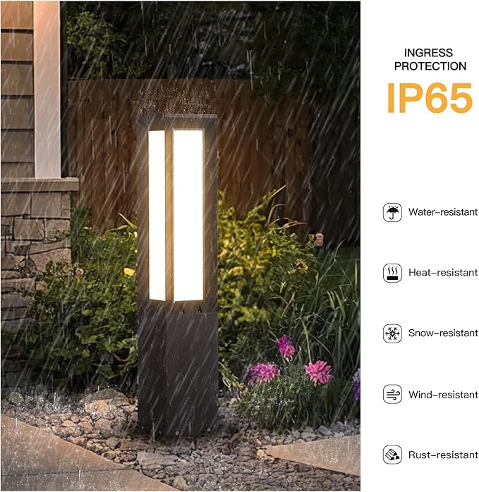 MVBT Landscape Path Light Hard Wired, 31.5" Outdoor Pathway Lights AC100-240V, Waterproof Bollard Driveway Lamp, Modern 3000K Standing Lighting Patio Lawn Tall Garden Lantern for Commercial Walkway