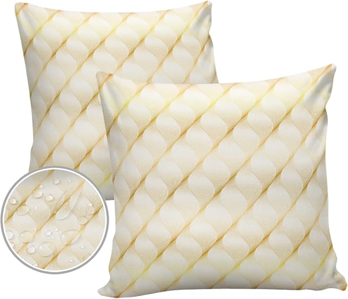 Prime Leader Outdoor Waterproof Pillow Covers Set of 2, Retro Gradient Yellow Abstract Geometric Patio Throw Pillow Covers, Decorative Cushion Case for Couch Sofa Furniture Garden, 24x24 Inch