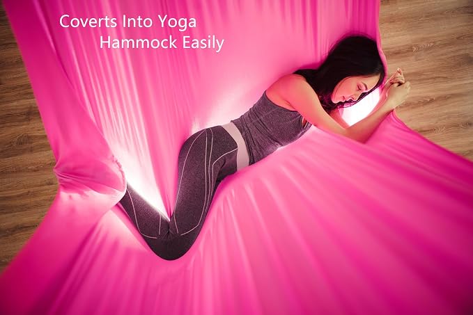 F.Life Aerial Silk 10 Yards Kit Durable Aerial Yoga Hammock with Hardware & Guide Aerial Swing for Acrobatic Flying Yoga