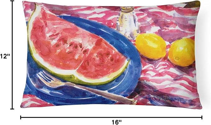Caroline's Treasures 6028PW1216 Watermelon Canvas Fabric Decorative Pillow Machine Washable, Indoor Outdoor Decorative Pillow for Couch, Bed or Patio, 12HX16W