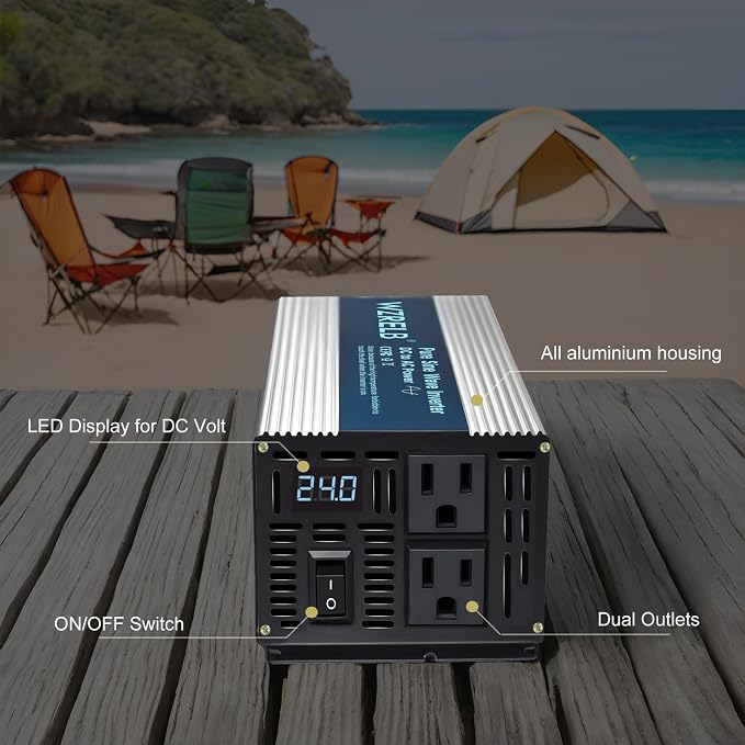 WZRELB 800W Pure Sine Wave Inverter 36V DC to 110V 120V AC,Car Power Inverter with Dual AC Outlets, LED Display,Off-Grid Portable Power Converter for Home, RV, Truck, Camping