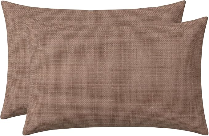 RSH DECOR: Sunbrella Jumbo Lumbar Pillows Set of 2 | 26" x 16" | Water and Fade-Resistant Performance Fabric | Outdoor Pillow Covers with Down-Alternative Inserts | Made in USA (Rochelle Truffle)