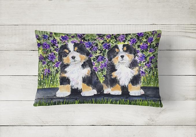 Caroline's Treasures SS8334PW1216 Bernese Mountain Dog Canvas Fabric Decorative Pillow Machine Washable, Indoor Outdoor Decorative Pillow for Couch, Bed or Patio, 12HX16W