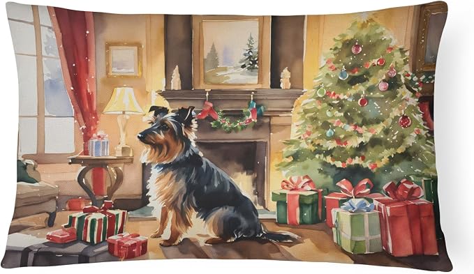 Caroline's Treasures DAC2601PW1216 Australian Terrier Cozy Christmas Throw Pillow Machine Washable, Indoor Outdoor Decorative Pillow for Couch, Bed or Patio, 12HX16W