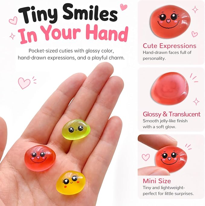 48 Pcs Mini Resin Expression Stones for Adult, Mini Trinkets, Figurines | Funny Meme Faces Figures for Desk Decor, Versatile for Miniature Landscapes, Potted Plants & DIY Crafts, Cute Party Favors