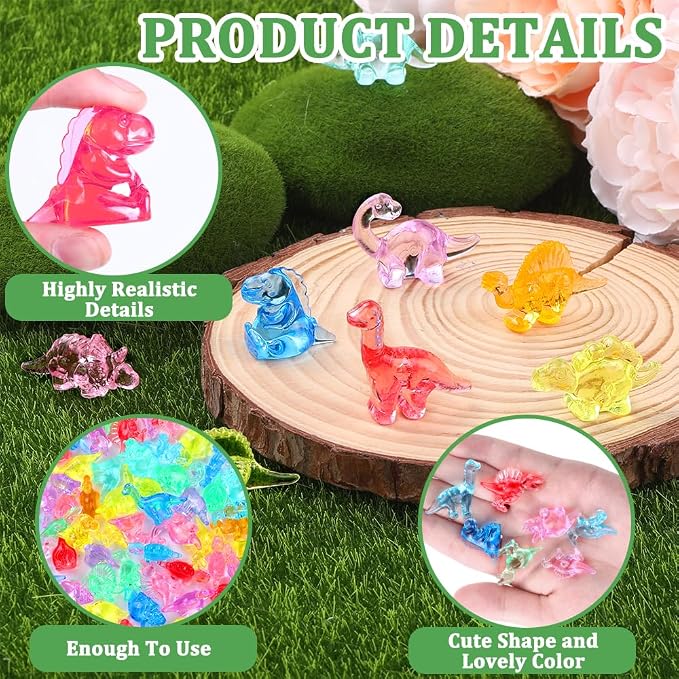 DIYDEC 120Pcs Mini Dinosaur Figurines 12 Styles Tiny Resin Animals to Hide,Small Plastic Dinosaurs for Vase Fillers Micro Dollhouse Aquarium Decorations