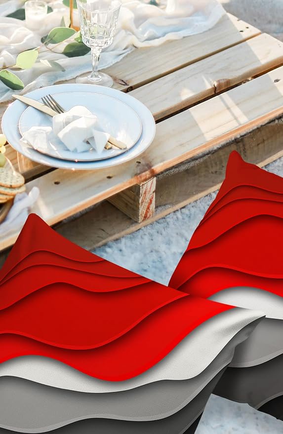 Funy Decor Waterproof Outdoor Throw Pillow Cover Red Modern Geometric Lumbar Pillowcases Set of 2 Grey Abstract Beach Decorative Patio Furniture Pillows for Couch Garden 20x20 inch x 2pcs