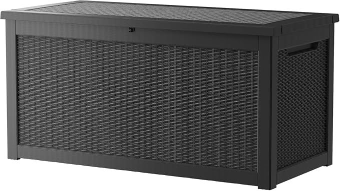 320 Gallon Heavy Duty Outdoor Storage Box, Extra Large Storage Organizer for Patio Furniture Accessories, Garden Tools, Indoor Storage for Cushion, Matte Black