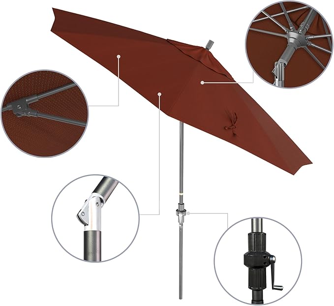 California Umbrella Crank Lift, Collar Tilt, Aluminum Pole
