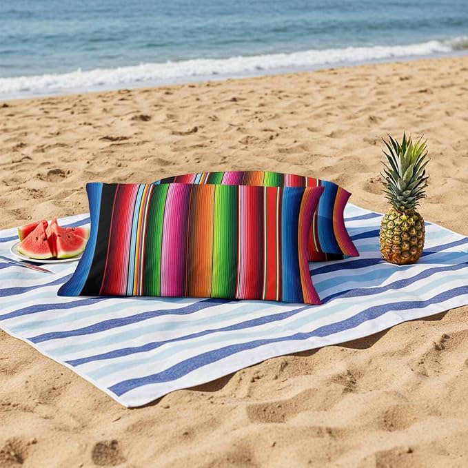 Red Green Blue Striped Outdoor Pillow Covers 20x12 Inch Lumbar Pillow Covers Set of 2 Waterproof Decorative Throw Pillow Cases Modern Abstract Striped Cushion Covers for Patio Furniture Garden Couch