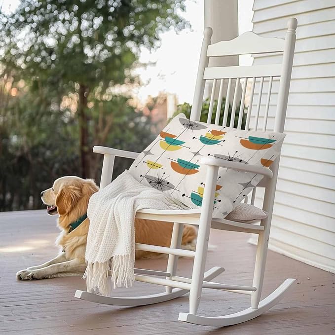 Vandarllin Outdoor Throw Pillows Covers 20x12 inch Set of 2 Waterproof Boho Mid Century Decorative Zippered Cushion Covers for Patio Furniture, Yellow Orange Geometric Abstract Lumbar Pillowcases