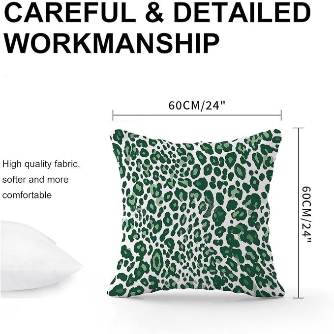 Leopard Graphite Green Dot Pillowcase Green African Tribal Throw Pillow Cover Modern Outdoor Waterproof Decorative Pillow Cover for Patio Garden Sofa Chairs 24x24 in