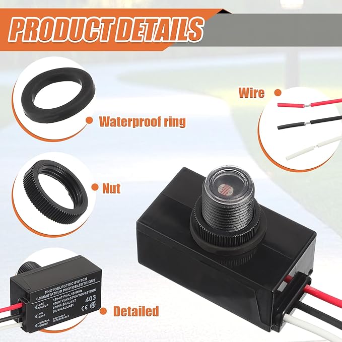 2 Pack Dusk to Dawn Sensor 120-277V Photoelectric Switch Photocell Light Sensor Hardwired Post Eye Light for Most Outdoor Lighting Fixtures