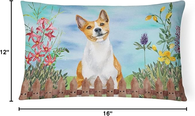 Caroline's Treasures CK1254PW1216 Basenji Spring Canvas Fabric Decorative Pillow Machine Washable, Indoor Outdoor Decorative Pillow for Couch, Bed or Patio, 12HX16W