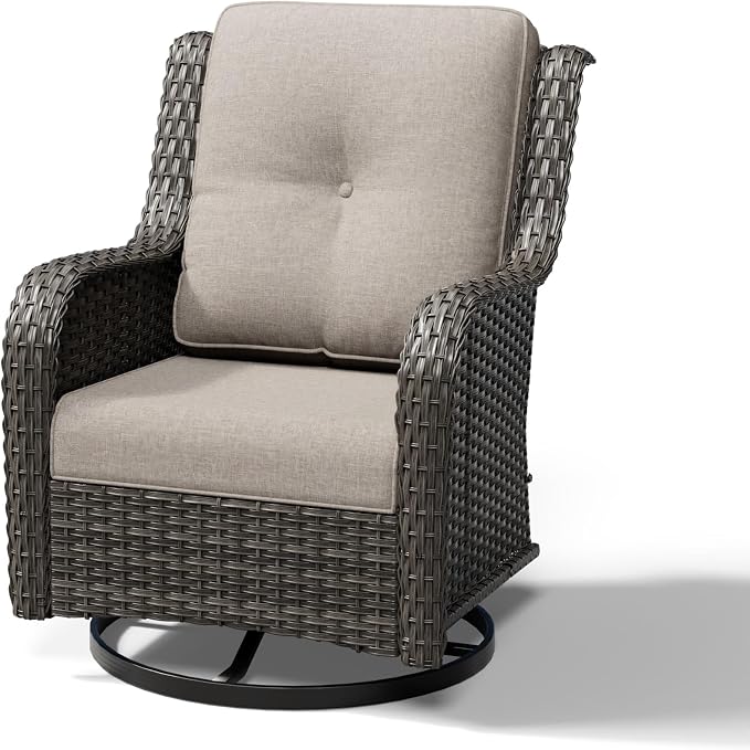 Joyside Outdoor Swivel Rocker Patio Chairs, Wicker Patio Furniture with High Back, Deep Seating, Wide Armrest, Thickened Cushions, Outdoor Rattan Furniture for Deck, Porch Use