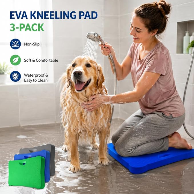 ZENFUN 3 Pack Kneeling Mats, Heavy Duty Thick Foam Kneeling Pad, Shock Absorbent Pads, High Density Premium Kneeling Pads for Yoga Exercise, Foam Kneeler Mat Garden Cushions, Water Proof