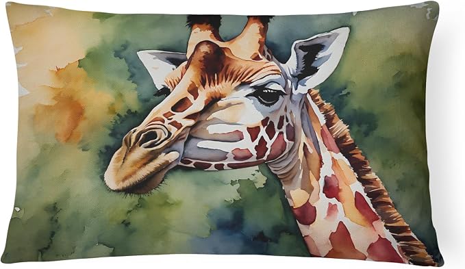Caroline's Treasures DAC2916PW1216 Giraffe Throw Pillow Machine Washable, Indoor Outdoor Decorative Pillow for Couch, Bed or Patio, 12HX16W