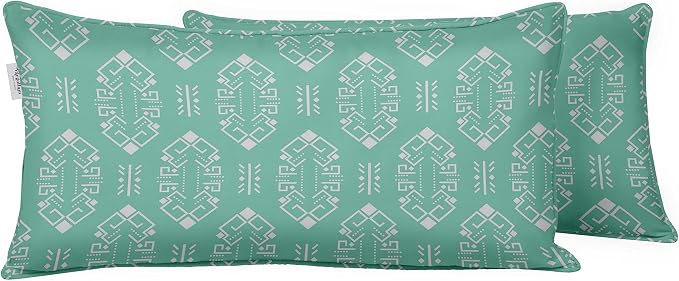 Indoor/Outdoor Polyester Fabric Lumbar Pillow Cover, All-Weather Waterproof Rectangular Cushion Case for Patio Furniture, 12 x 24 Set of 2 - Abstracts-37
