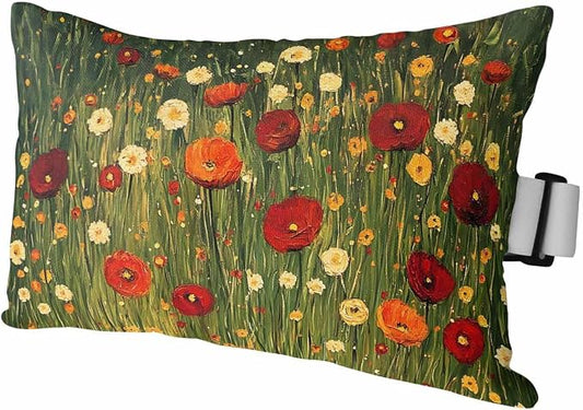 Pack of 2 Outdoor Lumbar Cushions with Inserts, Spring Flowers Oil Painting Texture Waterproof Fluffy Fade Body Pillows, Patio Furniture Pillow for Home Balcony Garden Decor 12x20IN