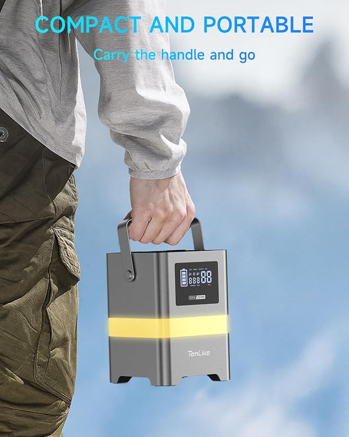 Portable P-ower S-tation, 300W Solar G-enerator 257Wh with Color LED Light, PD 100W Two-Way Fast Charge, AC Outlet Pure Sine Wave, DC, USB-A/USB-C, 120V P-ortable P-ower B-ank for Camping Home Outdoor