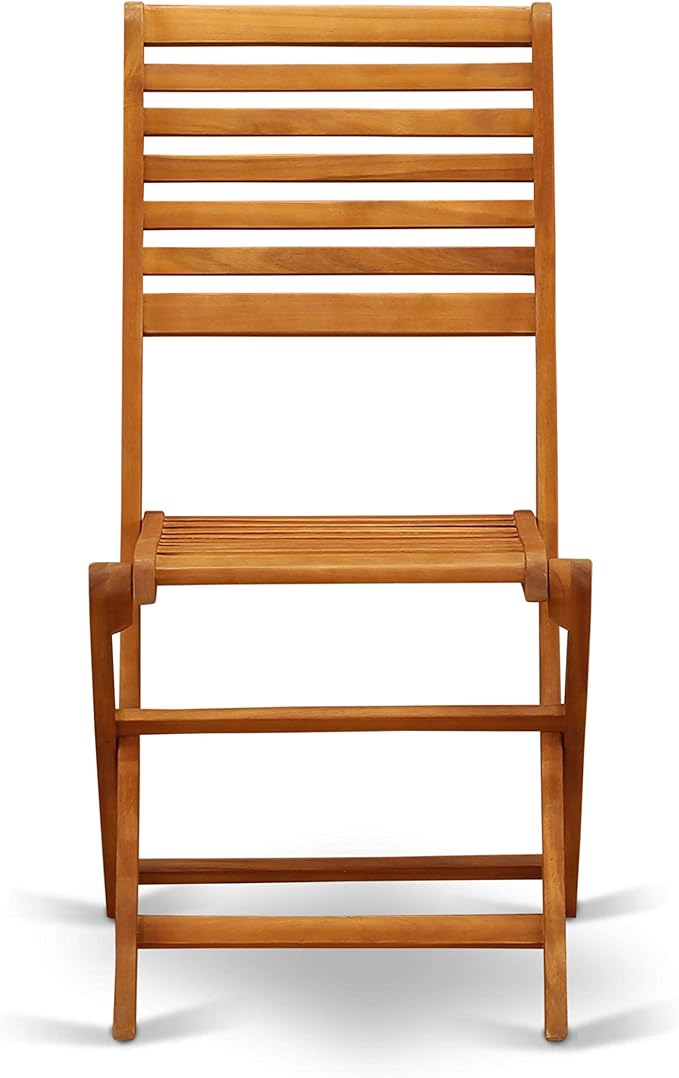 East West Furniture DEBS9CWNA 9 Piece Outdoor Patio Dining Sets Includes a Rectangle Acacia Wood Table and 8 Folding Side Chairs, 40x72 Inch, Natural Oil