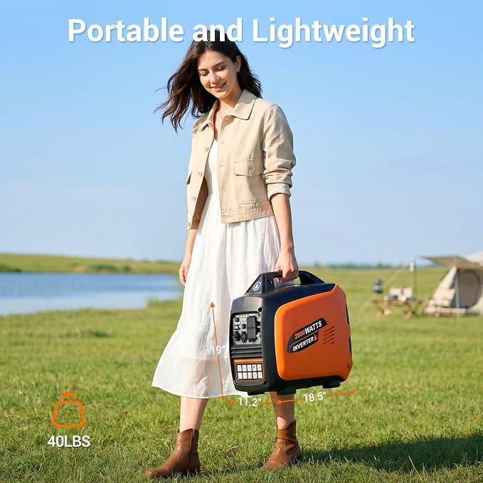 EFURDEN 2800W Quiet Gas-Powered Inverter Generator for Home Use, Camping, RV, 40Lbs, Non-Battery Operated, EPA Compliant