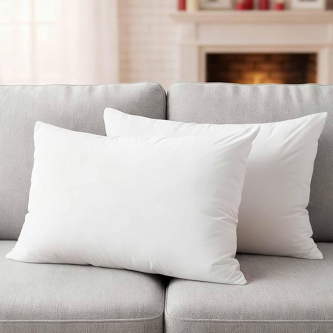 White Waterproof Outdoor Pillow Covers 20''x12'' Set of 2, Modern Simple Patio Furniture White Cushion Covers for Chairs, Decorative Solid Color Pillow Cases for Garden/Pool/Beach