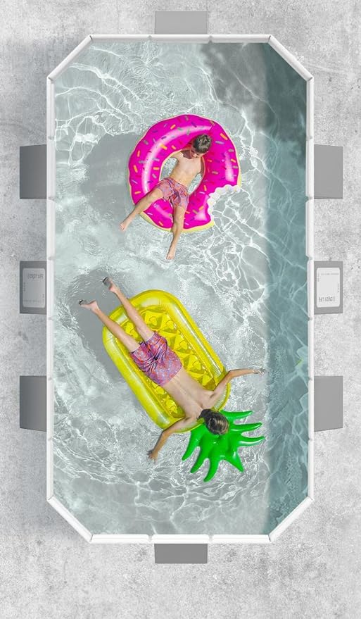 Foldable Pool Non-Inflatable Swimming Pool for Family Adults Hard Plastic Shell Collapsible Rectangle Swimming Pool for Outside Backyard Portable Pet Dog Pool (3m)