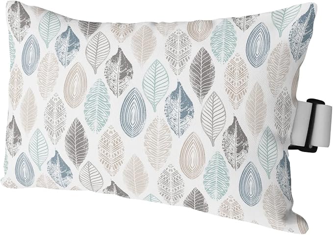 Outdoor Pillows Covers with Inserts Leaves Specimens Blue Khaki Teal Grey White Waterproof Pillow with Adjustable Strap Throw Pillows for Patio Furniture Recliner Lounge Chair, 11x16 inch, 1PCS