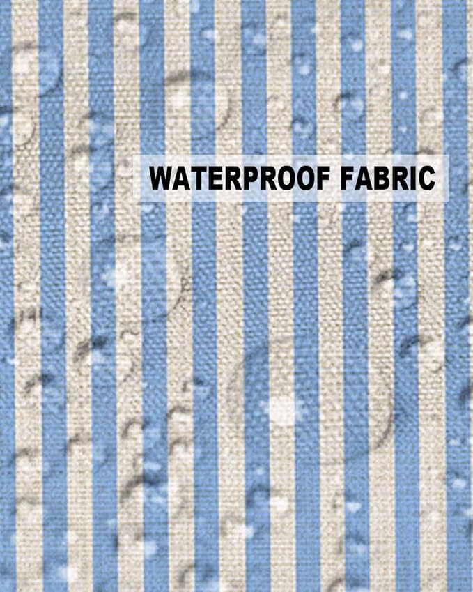 Outdoor Waterproof Throw Pillow Covers Set of 2 Blue Stripes Pillowcases 16x16 Inches Linen Classic Vertical Striped Patio Decorative Pillows Cushion Case Patio Pillows for Couch Bed Chair Garden
